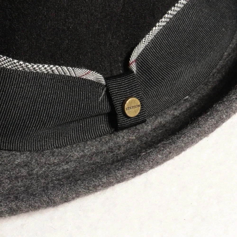 Stetson Wool Blend Felt Fedora Cap‎ Mens Black Horserace Hat Derby Sz M